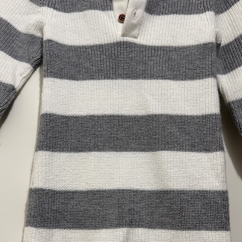 Janie and Jack Gray and White Striped Footie - Picture 6 of 15